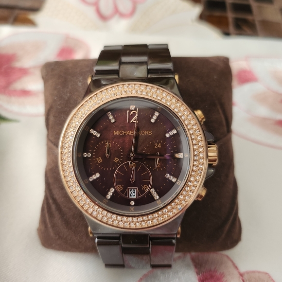 Michael Kors Ceramic Mk5518 Brown Watch - Picture 1 of 5